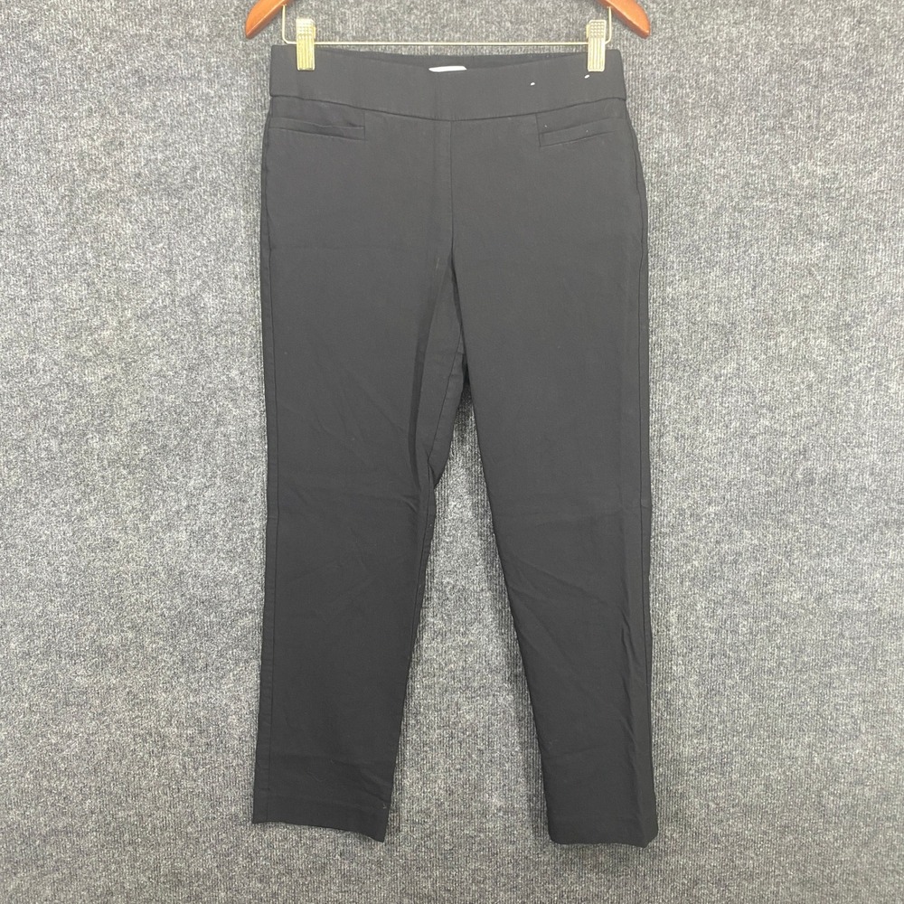 Liz Claiborne Womens Black Pull On Tapered Dress Pants Size 6P Stretch Office